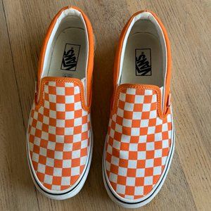 VANS | Unisex Classic Orange & White Check slip on | Mens 9 / Ladies 10.5